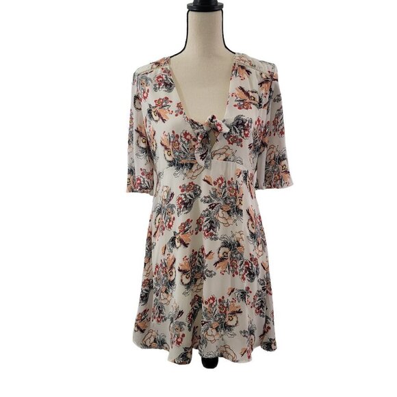 Love, Fire A-Line Women's Size Large Boho Ivory & Floral Print Dress - Picture 1 of 16